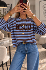 BISOU Sweatshirt in Blue & Chocolat