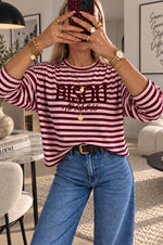 BISOU Sweatshirt in Pink & Bordeaux