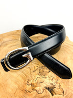 Gina Leather Belt in Black & Silver