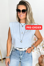 Stien Tee in Blue & White