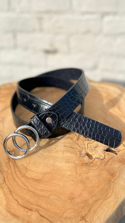 Tuco Leather Belt in Black Croco