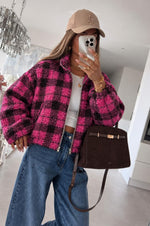 Jules Teddy Vest in Checked Pink