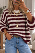 June Sweater in Bordeaux & Off White