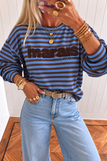 LE MARAIS Sweatshirt in Blue & Chocolate