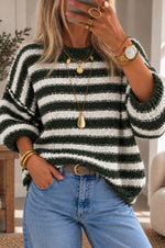 June Sweater in Khaki & Off White