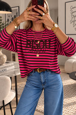 BISOU Sweatshirt in Fuchsia & Chocolat