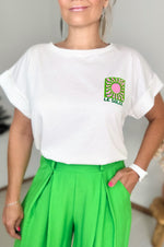 Le Soleil Tee in White & Green