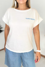 Santorini Tee in White & Blue