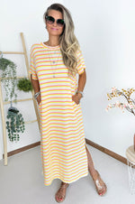 Leila Crochet Dress in Yellow, Pink & Off White