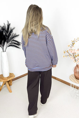 Soho Sweater in Chocolate & Blue