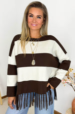 Brenda Sweater in Chocolate & Off White
