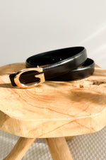 Gina Leather Belt in Black & Gold