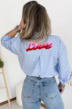 LOVE Blouse in Blue & White
