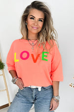 LOVE Sweatshirt in Neon Coral