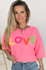 LOVE Sweatshirt in Neon Fuchsia