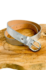 Bobbi Leather Belt in Silver