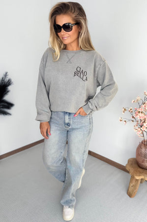 Ciao Bella Sweater in Grey & Pink