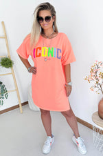 ICONIC Sweaterdress in Neon Coral