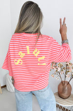 SALUT Striped Shirt in Neon Coral & Pink