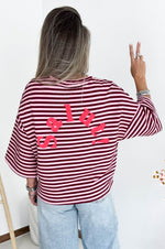 SALUT Striped Shirt in Burgundy & Pink