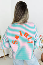 SALUT Striped Shirt in Turquoise & Pink