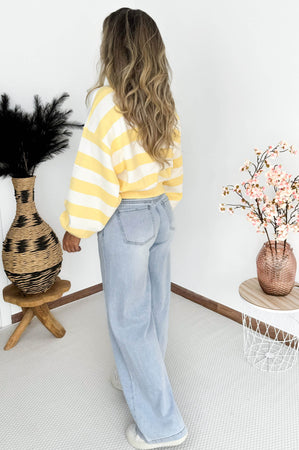 Maisy Polo Sweater in Yellow & White
