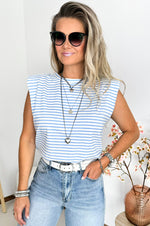 Stien Tee in Light Blue & White