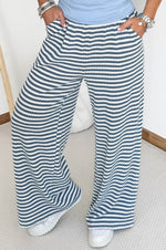 Leila Crochet Pants in Light Blue & White