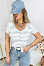 Sue 2-in-1 Tee in Light Blue & Pink