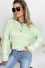 Holly Striped Knit in Mint & Pink