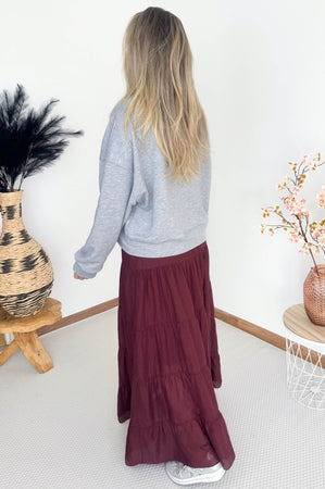 Le Marais Sweater in Mid Grey & Bordeaux