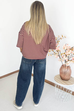 Gen Sweatshirt in Bordeaux & Beige