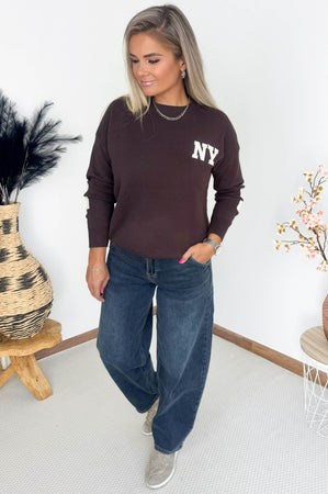 NY Sweater in Chocolate & Creme