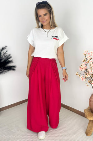 Picante Tee in White & Red