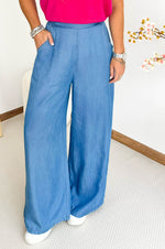 Kyra Lyocell Pants in Mid Blue