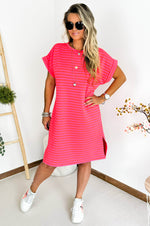 Kristy Striped Dress in Neon Orange & Pink