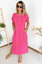 Nala Striped Dress in Pink & Red