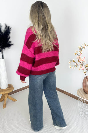 Leah Sweater in Bordeaux & Fuchsia