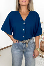 Rina Blouse in Blue Petrol