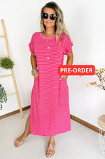 Nala Striped Dress in Pink & Red