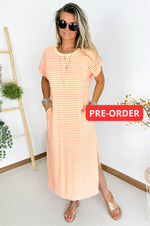 Nala Striped Dress in Yellow & Neon Orange