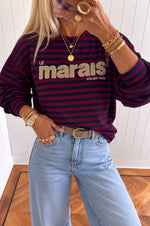 LE MARAIS Sweatshirt in Bordeaux & Navy