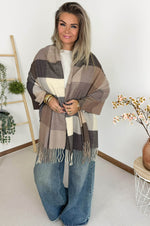 Feline Scarf in Checked Brown