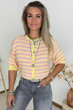 Lessie Cardigan in Yellow & Pink