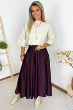 Winny Satin Skirt in Burgundy