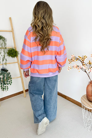 Denia Striped Sweater in Lila & Orange
