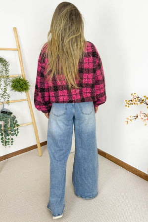 Jules Teddy Vest in Checked Pink