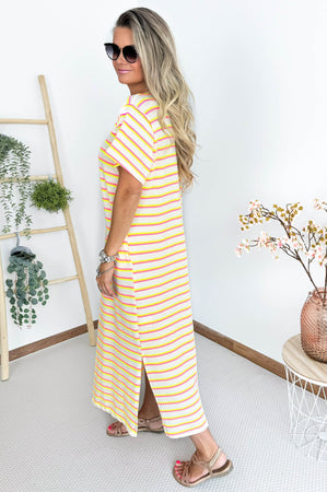 Leila Crochet Dress in Yellow, Pink & Off White