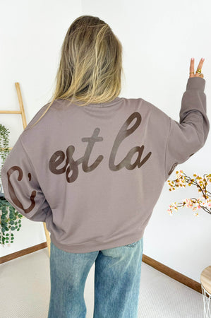 C'EST LA VIE Sweater in Taupe