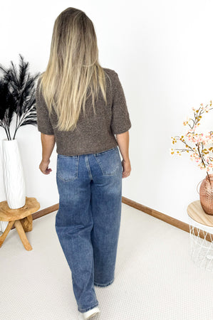 Stacy Button Knit in Taupe